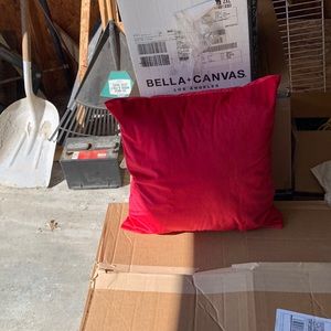 Red throw pillow
